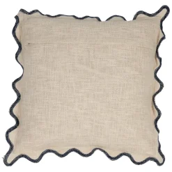 Housse de coussin brodée bisou en coton jaune et bleu 45x45cm - Lumi
