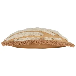 Housse de coussin brodée écru et ocre 45x45cm -terre brulée