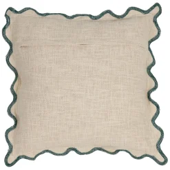 Housse de coussin brodée dolce vita en coton beige et émeraude 45x45cm - Lumi