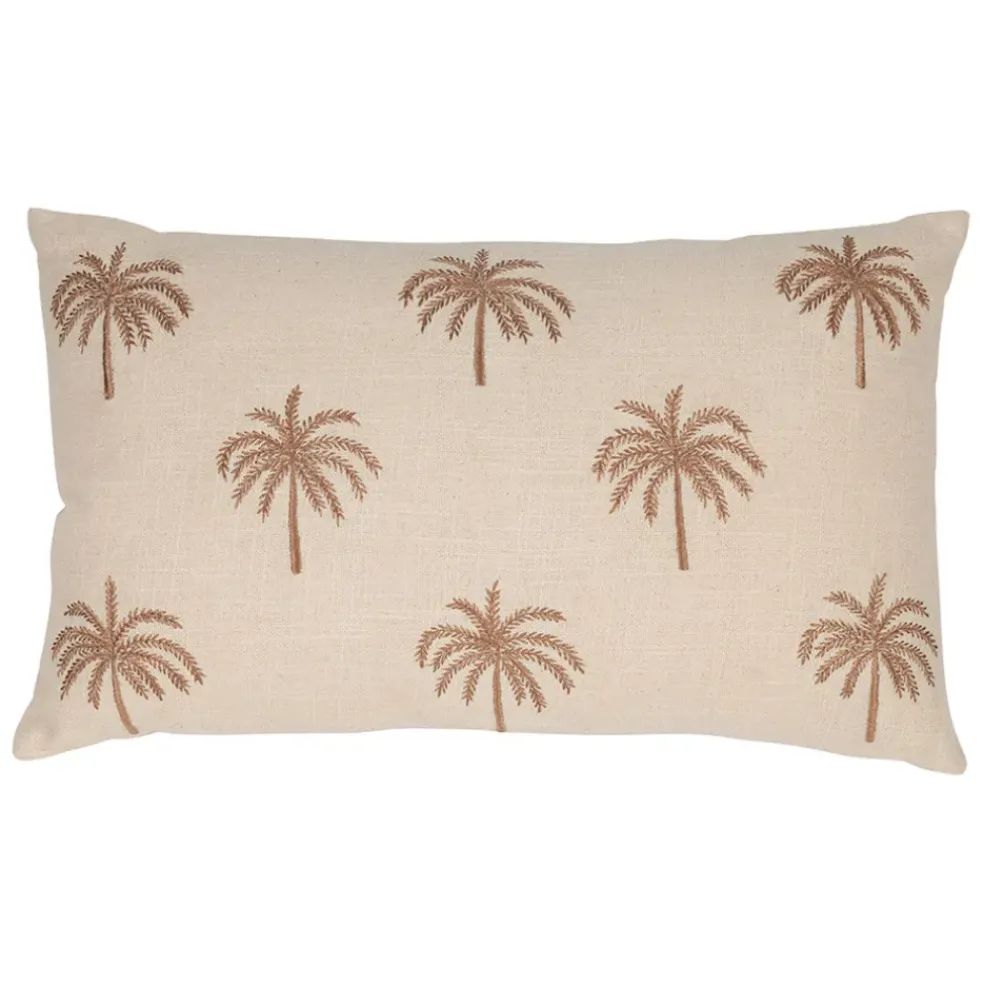 Housse de coussin brodée en coton écru 50x30cm - Nomadea