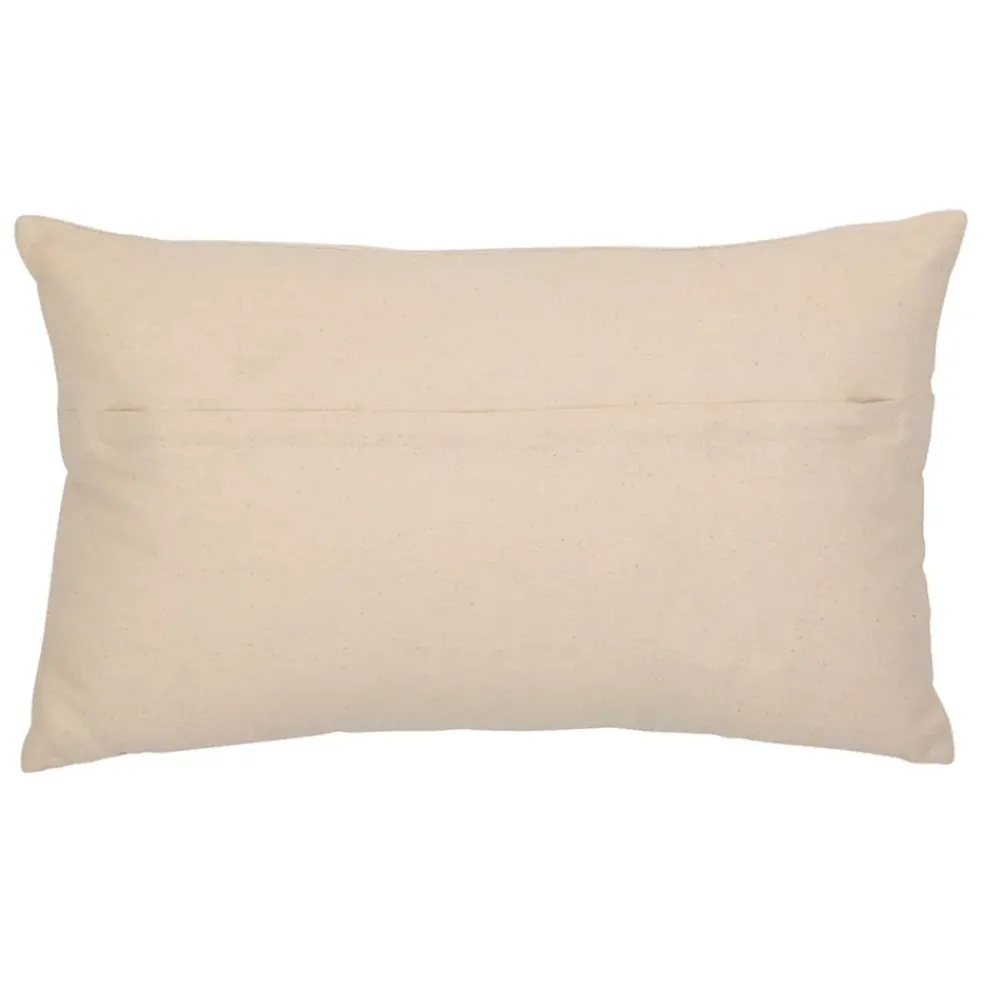 Housse de coussin brodée en coton écru 50x30cm - Nomadea