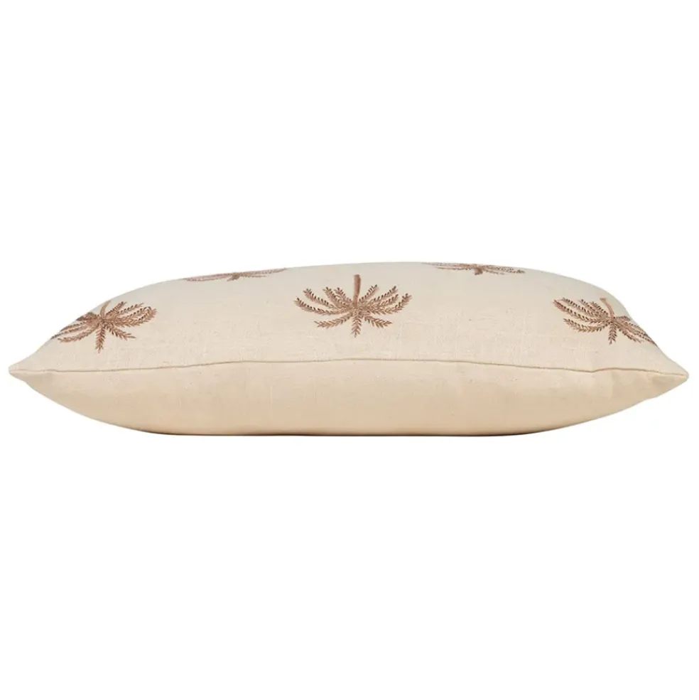 Housse de coussin brodée en coton écru 50x30cm - Nomadea