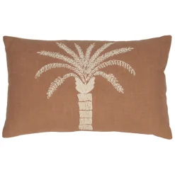 Housse de coussin brodée en coton terracotta 50x30cm - Nomadea