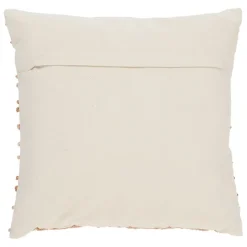 Housse de coussin brodée terre boheme creme et nude 45x45cm en coton