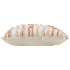 Housse de coussin brodée terre boheme creme et nude 45x45cm en coton