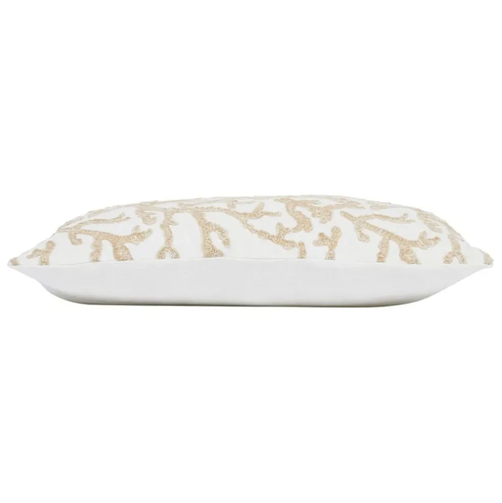 Housse de coussin coton motif coreil blanc et beige 50x30cm - estran