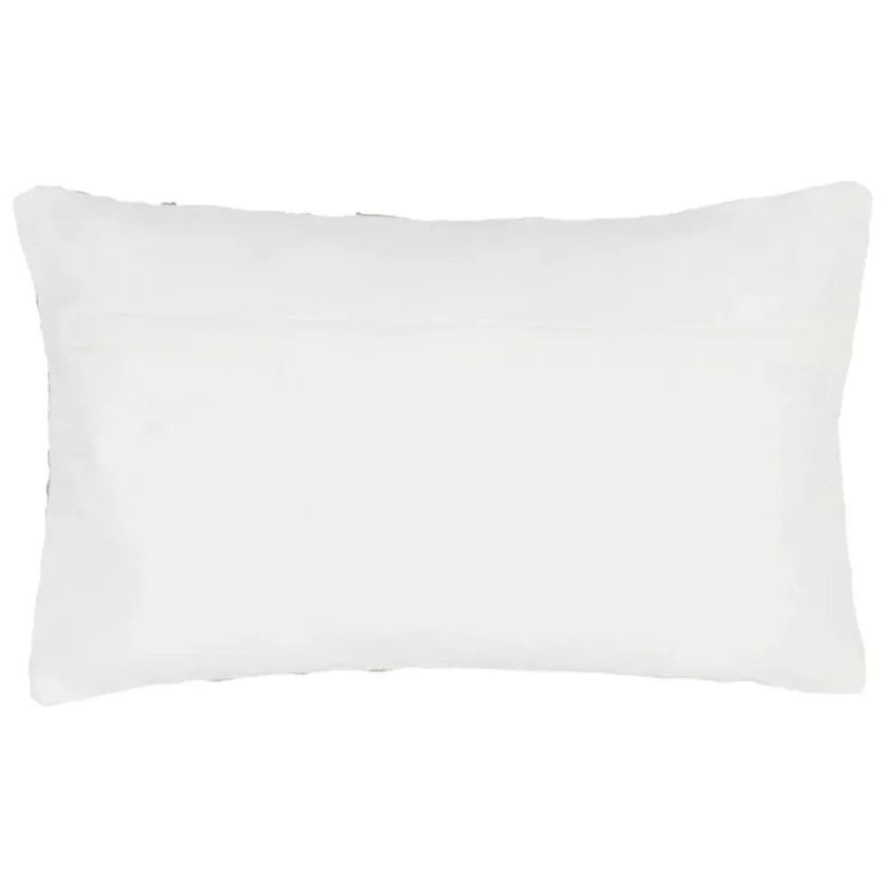 Housse de coussin coton motif coreil blanc et beige 50x30cm - estran
