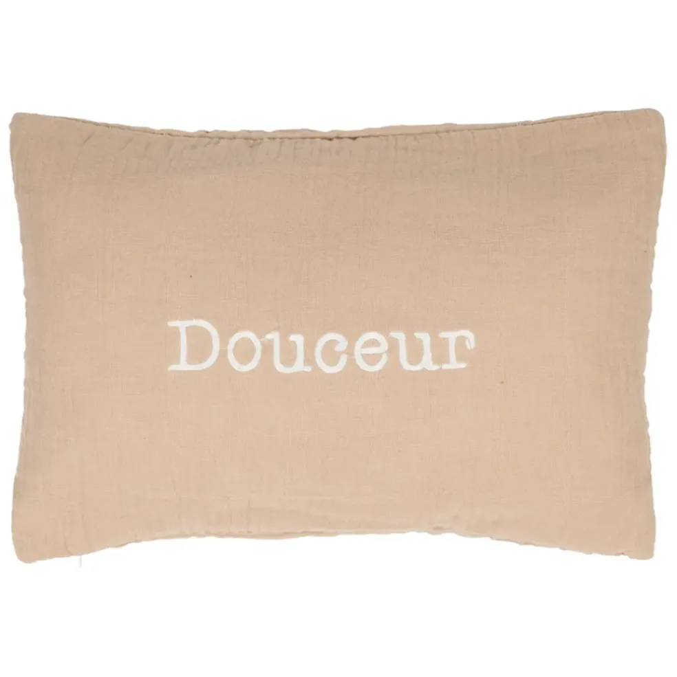 Housse de coussin douceur en gaze de coton terracotta 50x35cm