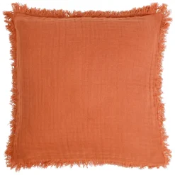 Housse de coussin earth notes terracotta 45x45cm gaze de coton