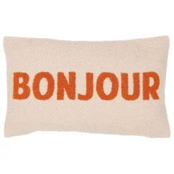 Housse de coussin en bouclettes ecru 50x30cm - Funny