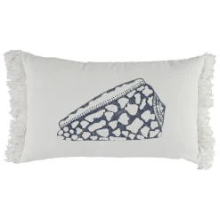 Housse de coussin en coton cauri bleu marine 50x30cm - Bord De Mer