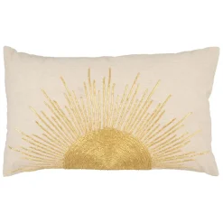 Housse de coussin en coton et lin blanc 50x30cm - Soleil