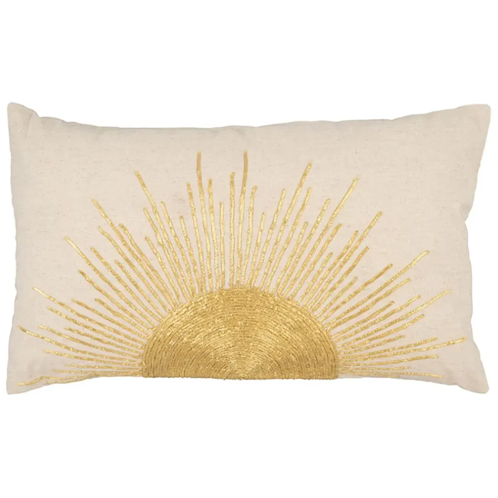 Housse de coussin en coton et lin blanc 50x30cm - Soleil