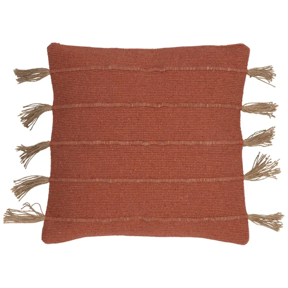 Housse de coussin en coton et jute terracotta 45x45cm - Kolore