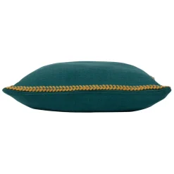 Housse de coussin en coton emeraude et moutarde 45x45cm - Seguia