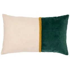 Housse de coussin en coton emeraude et beige 50x30cm - Manarola