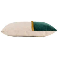 Housse de coussin en coton emeraude et beige 50x30cm - Manarola