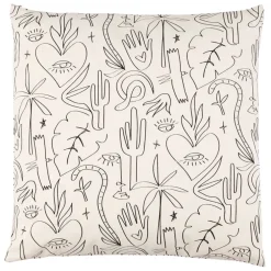 Housse de coussin en coton blanc et noir 45x45cm - Tulum