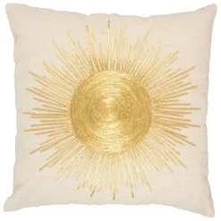 Housse de coussin en coton et lin blanc 45x45cm - Soleil