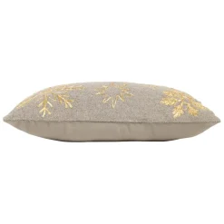 Housse de coussin en coton gris et doré 50x30cm - Flocon
