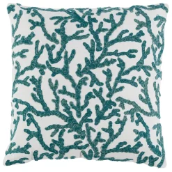 Housse de coussin en coton turquoise corail 45x45cm - Estran