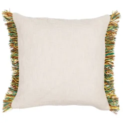 Housse de coussin en coton et jute vert et écru 45x45cm - Patchuca