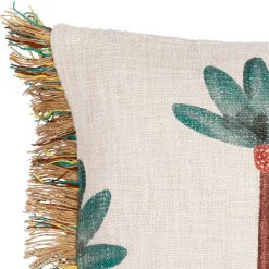 Housse de coussin en coton et jute vert et écru 45x45cm - Patchuca