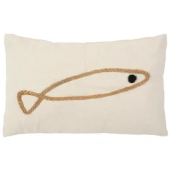Housse de coussin en coton écru et jute naturel 50x30cm - Eté A La Mer