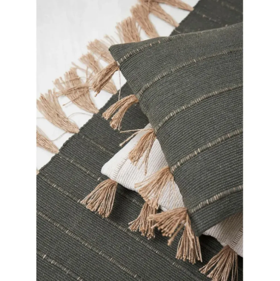 Housse de coussin en coton et jute Kaki 45x45cm - Kolore