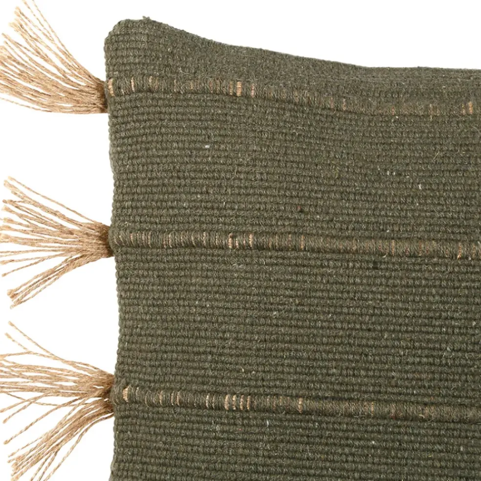 Housse de coussin en coton et jute Kaki 45x45cm - Kolore
