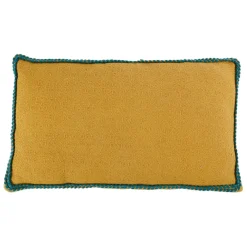 Housse de coussin en coton moutarde et emeraude 50x30cm - Seguia
