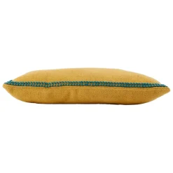 Housse de coussin en coton moutarde et emeraude 50x30cm - Seguia