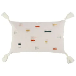 Housse de coussin en coton brodée multicolore 50x30cm - Patchuca