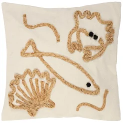 Housse de coussin en jute naturel et coton écru 45x45cm - Eté A La Mer