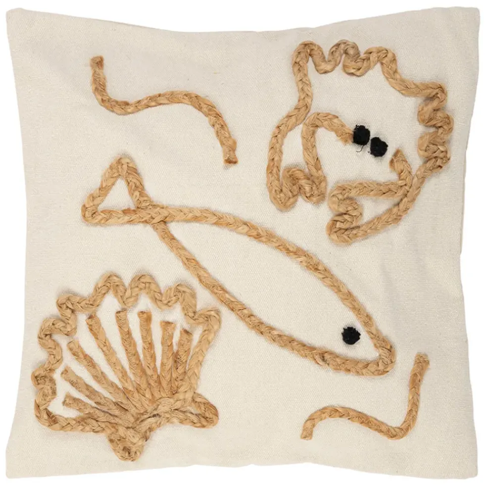 Housse de coussin en jute naturel et coton écru 45x45cm - Eté A La Mer