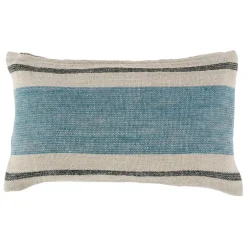 Housse de coussin en lin azur 50x30cm - Hemlin