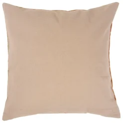 Housse de coussin en velours coton rayé écru et terracotta 45x45cm - Klosen