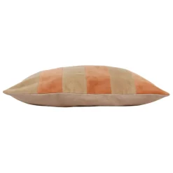 Housse de coussin en velours coton rayé écru et terracotta 45x45cm - Klosen