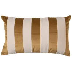 Housse de coussin en velours rayé camel et nude 50x30cm - Klosen