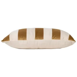 Housse de coussin en velours rayé camel et nude 50x30cm - Klosen