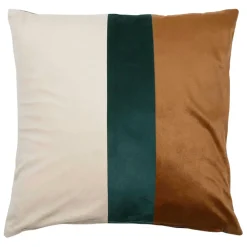 Housse de coussin en velours émeraude et camel 45x45cm - Mocoa