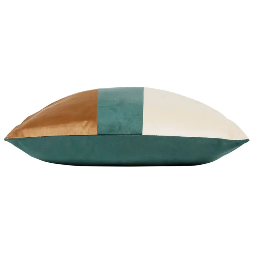Housse de coussin en velours émeraude et camel 45x45cm - Mocoa