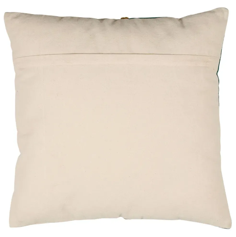 Housse de coussin en velours coton émeraude et écru 45x45cm - Neo