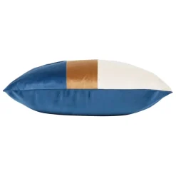 Housse de coussin en velours bleu et camel 45x45cm - Mocoa