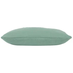 Housse de coussin famille en gaze de coton sauge 50x35cm