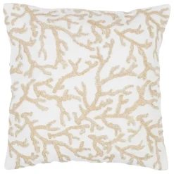 Housse de coussin motif coreil blanc et beige 45x45cm - estran