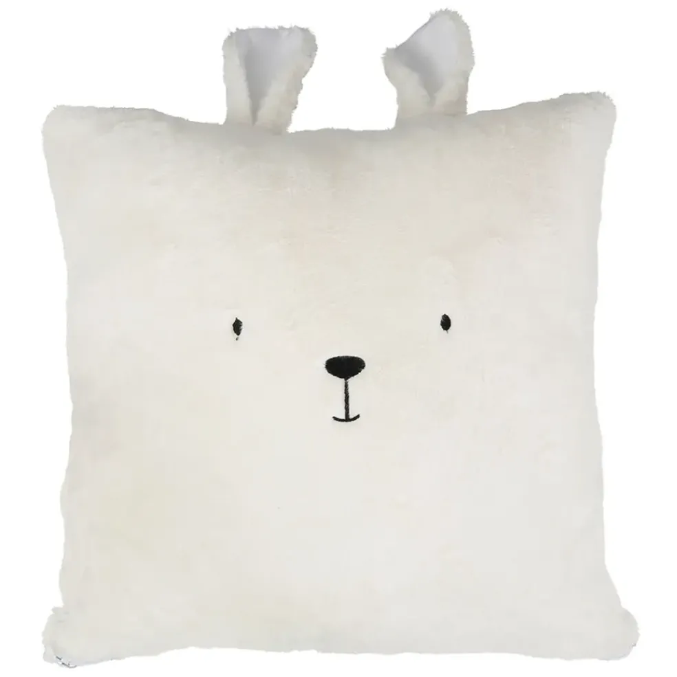 Housse de coussin ourson en velours écru 45x45cm - Songes