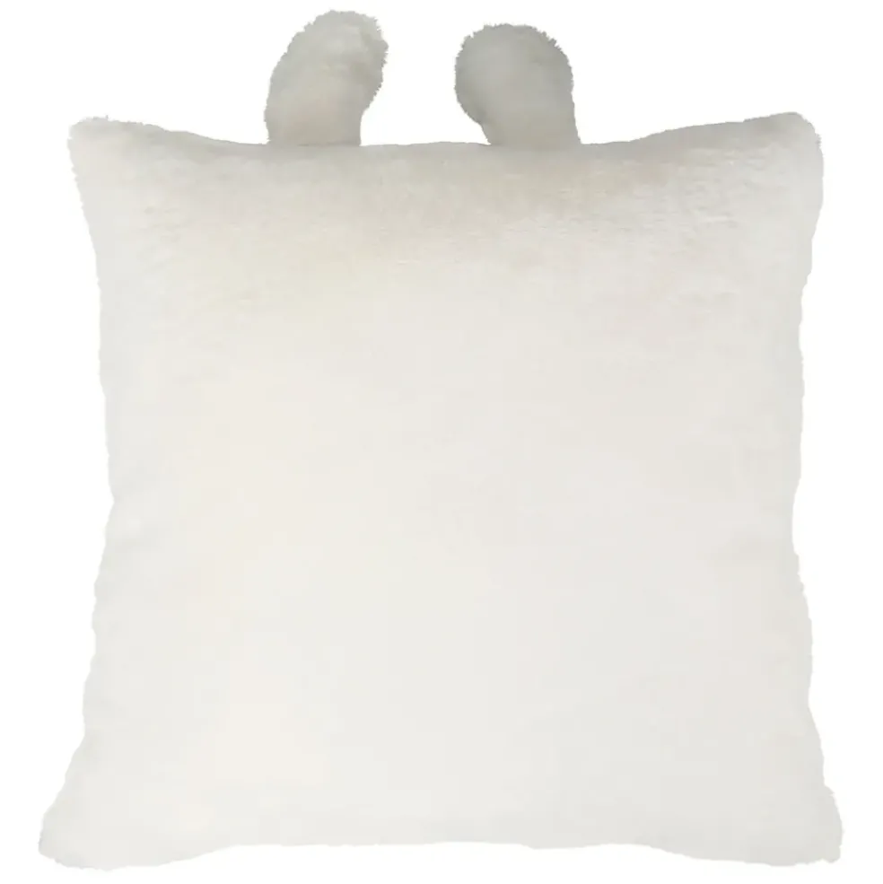Housse de coussin ourson en velours écru 45x45cm - Songes