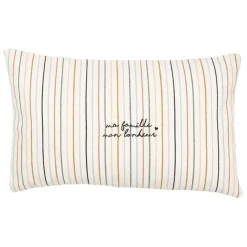 Housse de coussin rayé multicolore pastel 50x30cm en coton - famille