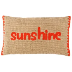 Housse de coussin sunshine en coton et jute naturel corail 50x30cm - Seguia